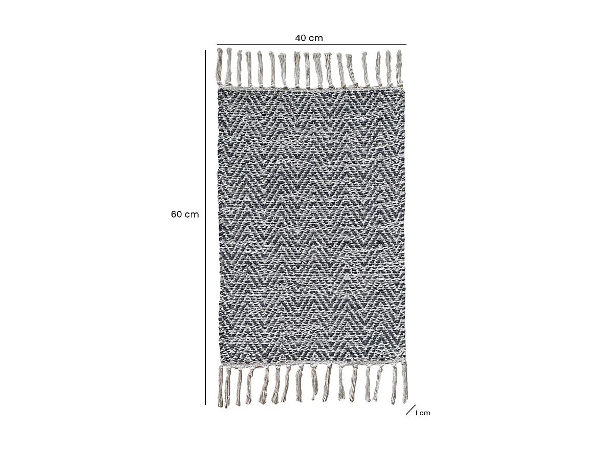 Tapis 40 x 60 cm en coton brodé de motifs chevrons gris clair – GLOW