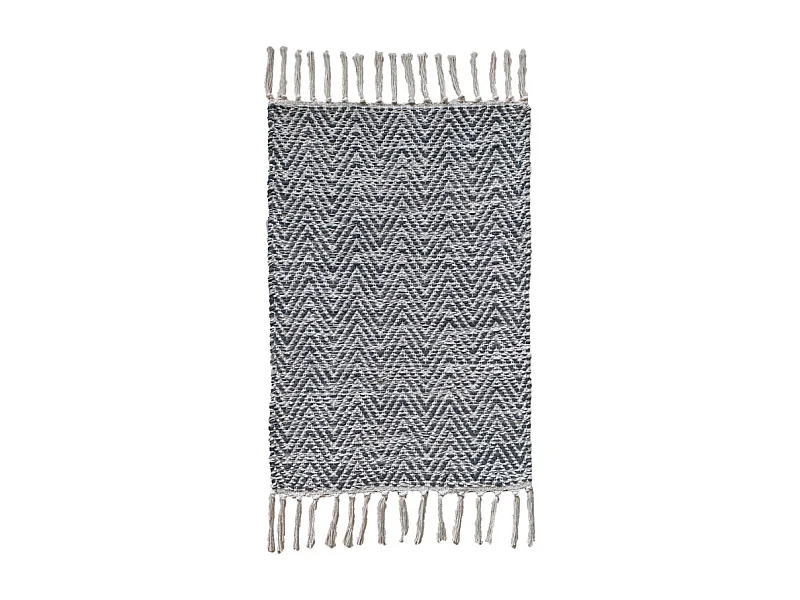 Tapis 40 x 60 cm en coton brodé de motifs chevrons gris clair – GLOW