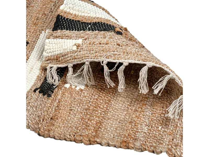 Tapis 50 x 70 cm tressé en jute avec motifs noir et blanc – DUNE
