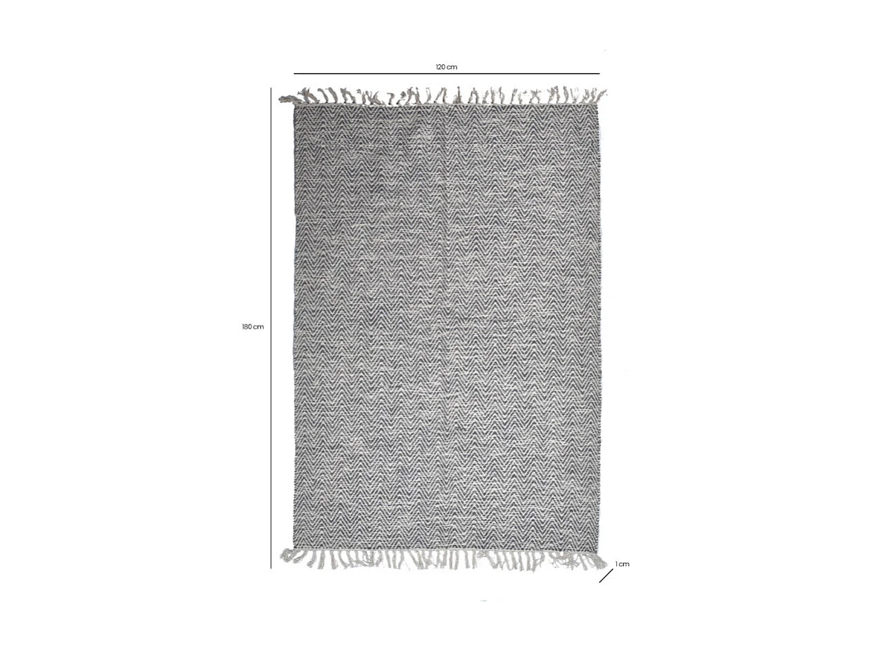 Tapis 120 x 180 cm en coton brodé de motifs chevrons gris clair – GLOW