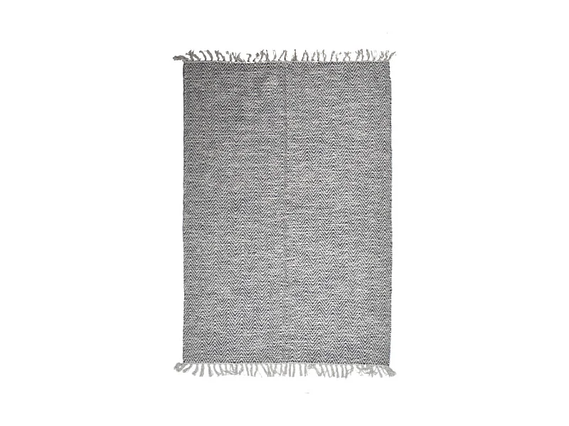 Tapis 120 x 180 cm en coton brodé de motifs chevrons gris clair – GLOW