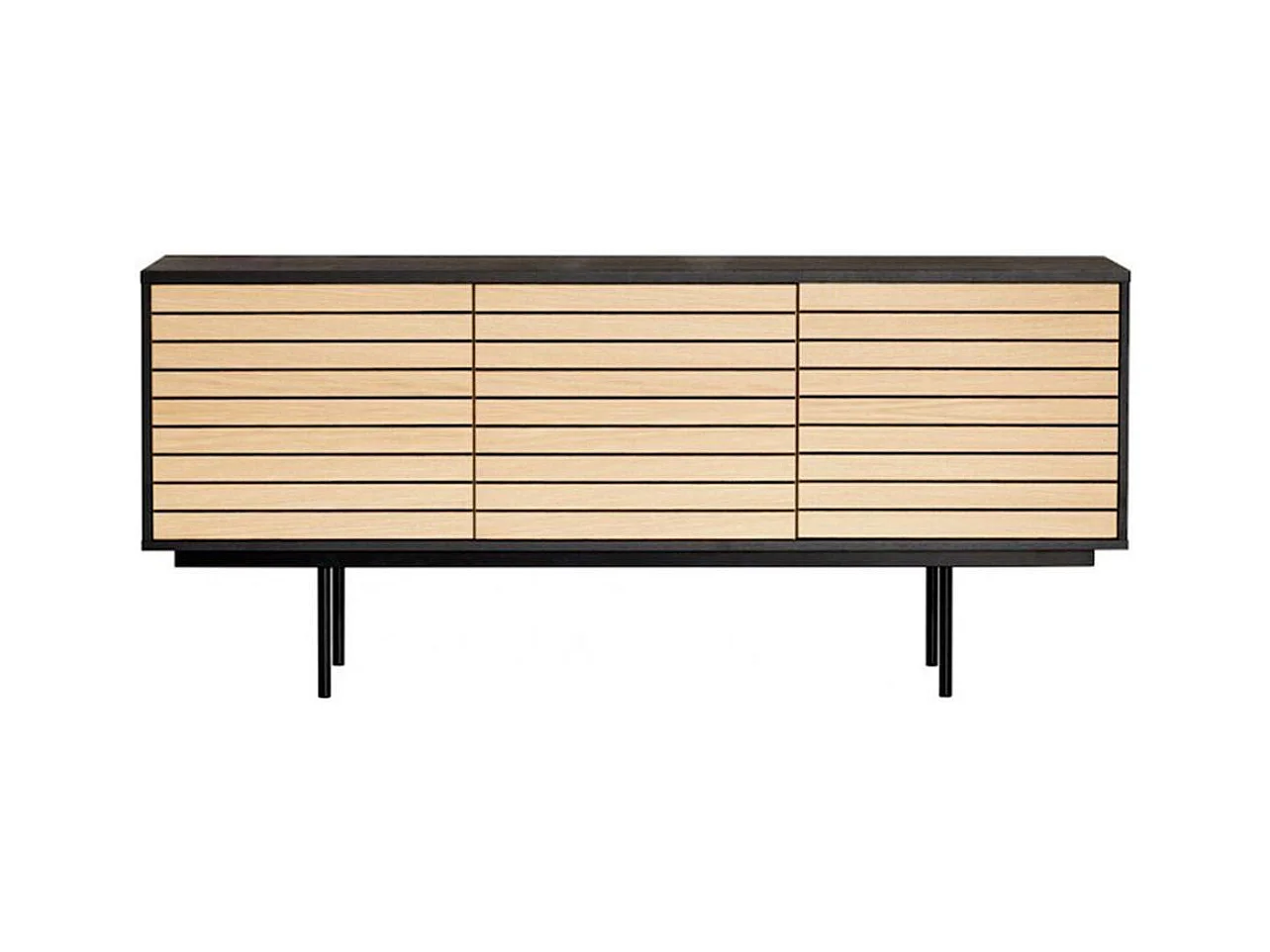 Buffet 4 Portes & 2 Niveaux "Stripe" 161cm Chêne & Noir