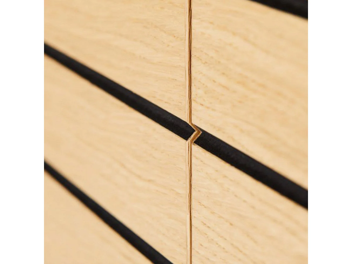 Buffet 4 Portes & 2 Niveaux "Stripe" 161cm Chêne & Noir