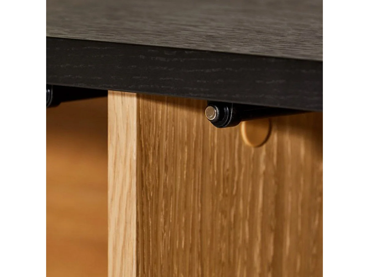 Buffet 4 Portes & 2 Niveaux "Stripe" 161cm Chêne & Noir