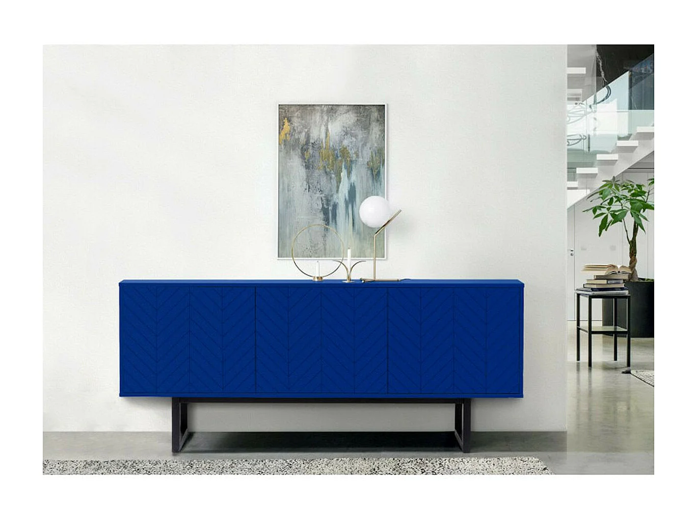 Buffet 3 Portes Triangle "Camden" 175cm Bleu