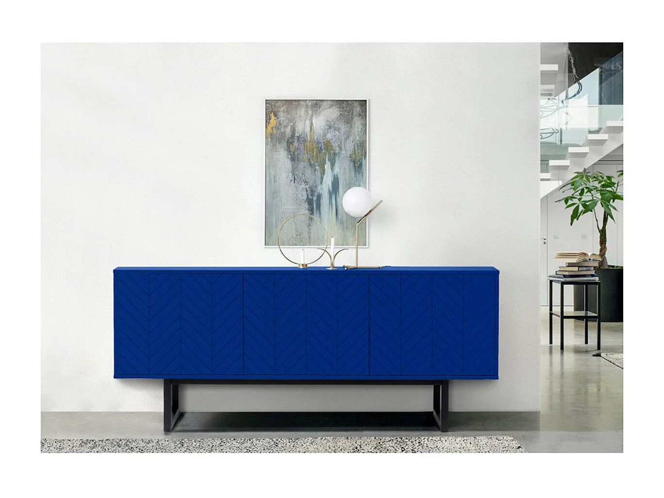 Buffet 3 Portes Triangle "Camden" 175cm Bleu