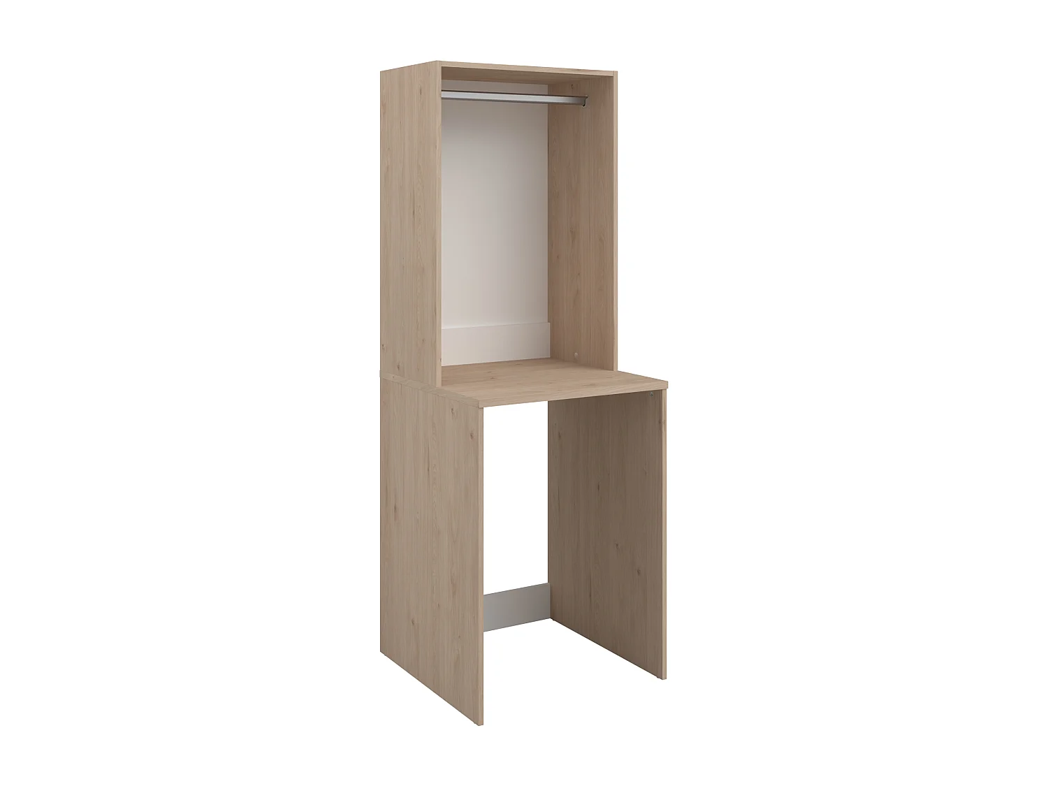 Mueble para 2 lavadoras con perchero y estantes - Natural claro - H184 x L128 cm - ERKANO