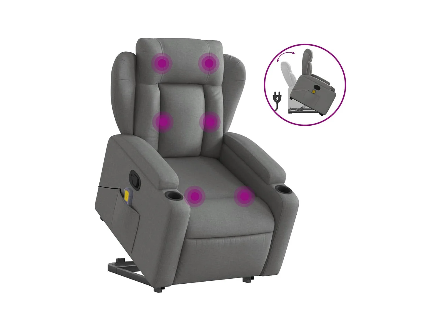 Fauteuil de massage inclinable Gris foncé Tissu