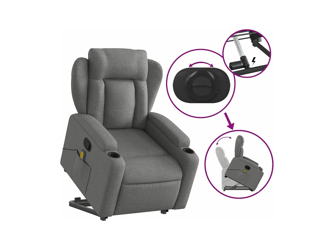 Fauteuil de massage inclinable Gris foncé Tissu