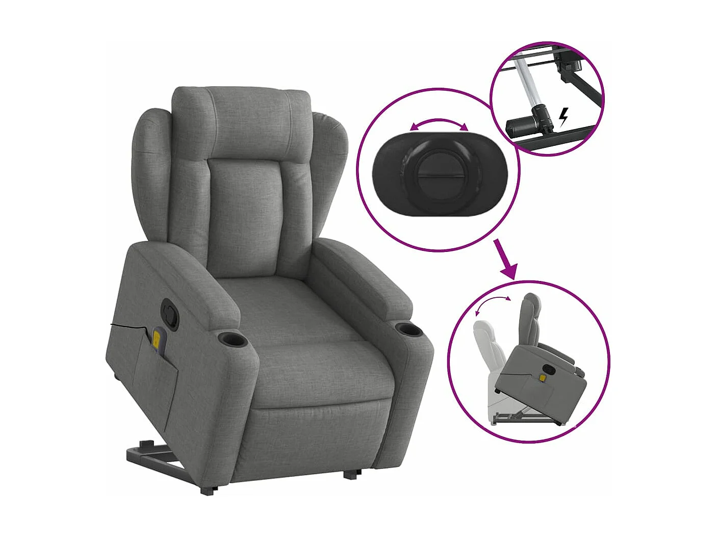 Fauteuil de massage inclinable Gris foncé Tissu
