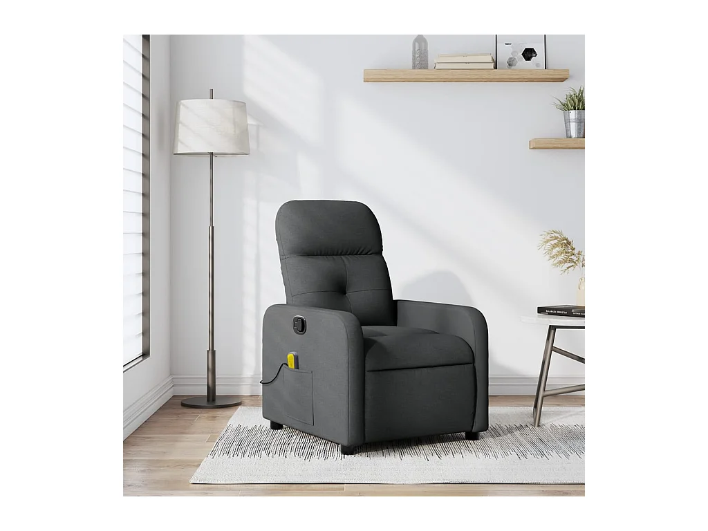 Fauteuil de massage inclinable Gris foncé Tissu