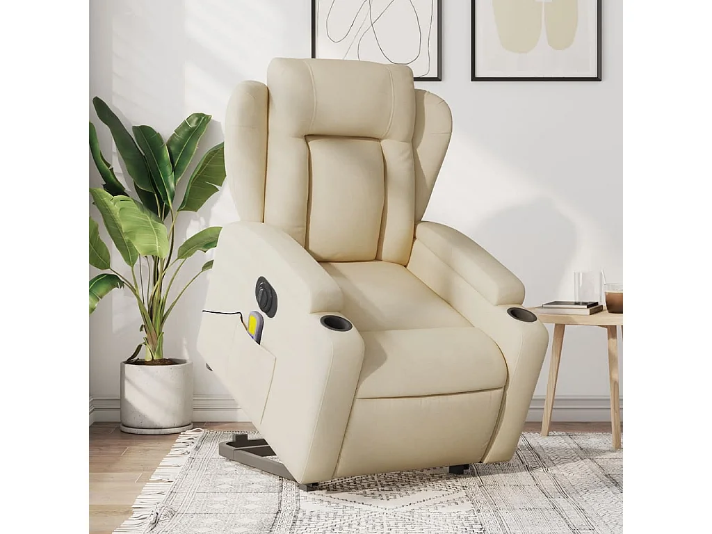 Fauteuil inclinable de massage électrique Crème Tissu