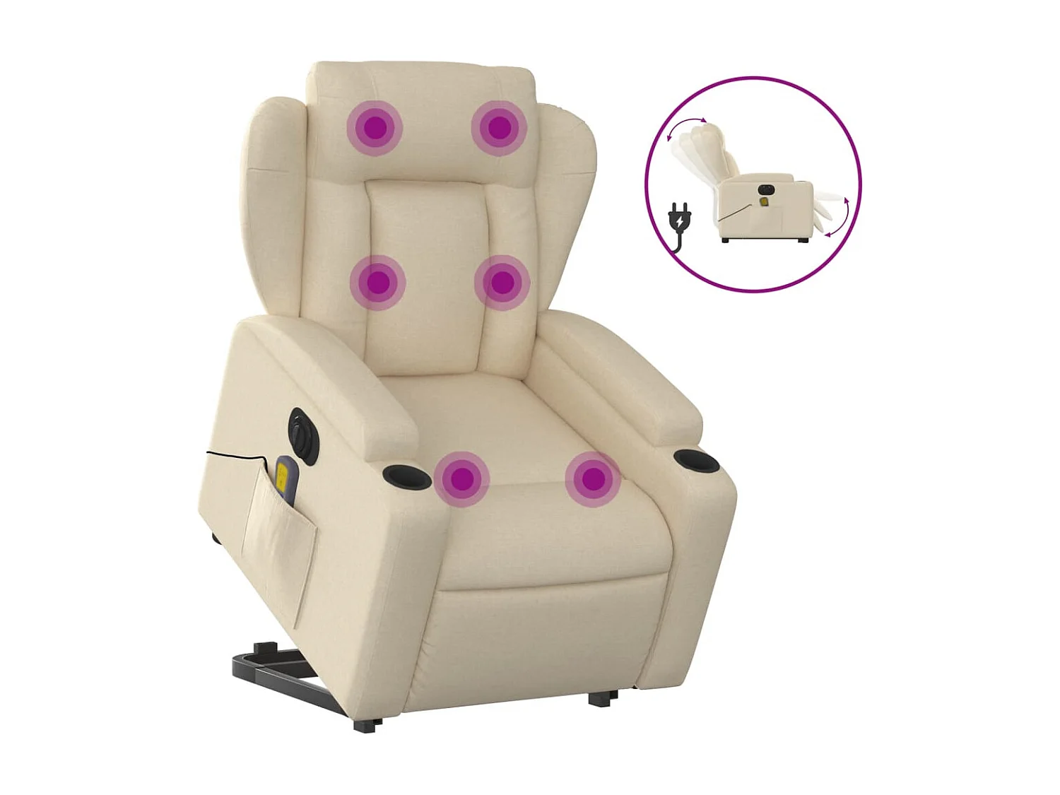 Fauteuil inclinable de massage électrique Crème Tissu