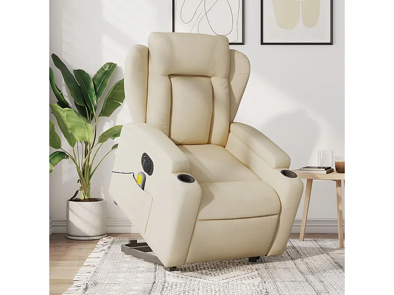 Fauteuil inclinable de massage électrique Crème Tissu