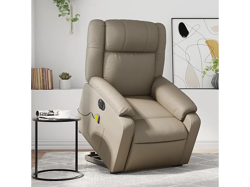Fauteuil inclinable de massage électrique cappuccino similicuir