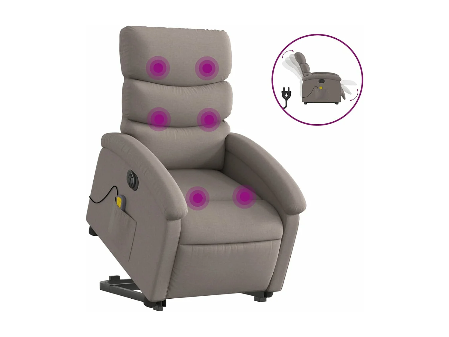 Fauteuil inclinable de massage électrique Taupe Tissu