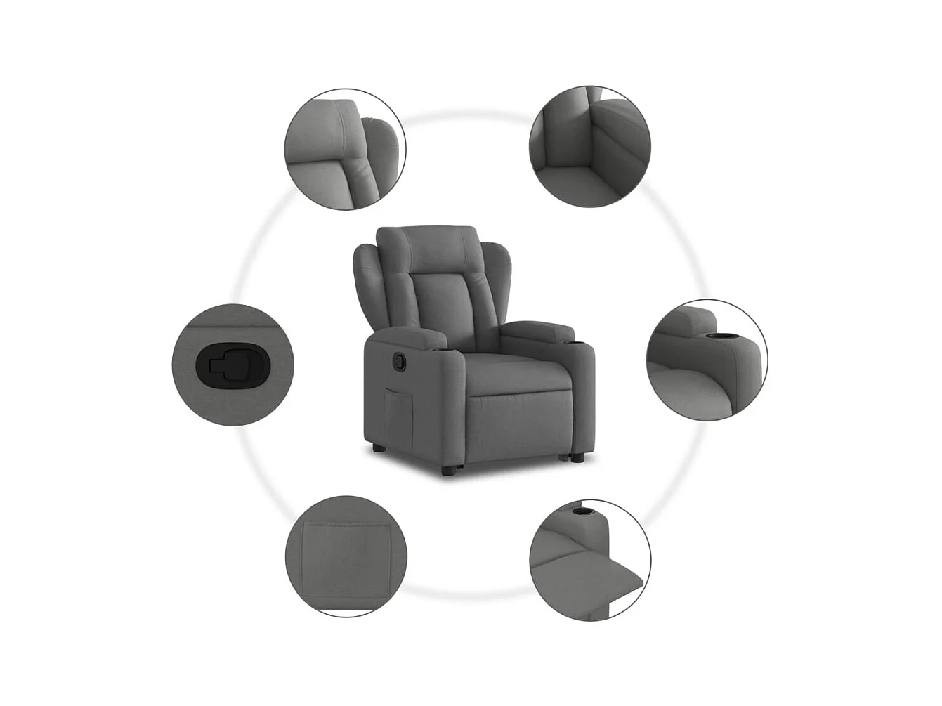 Fauteuil inclinable Gris foncé Tissu
