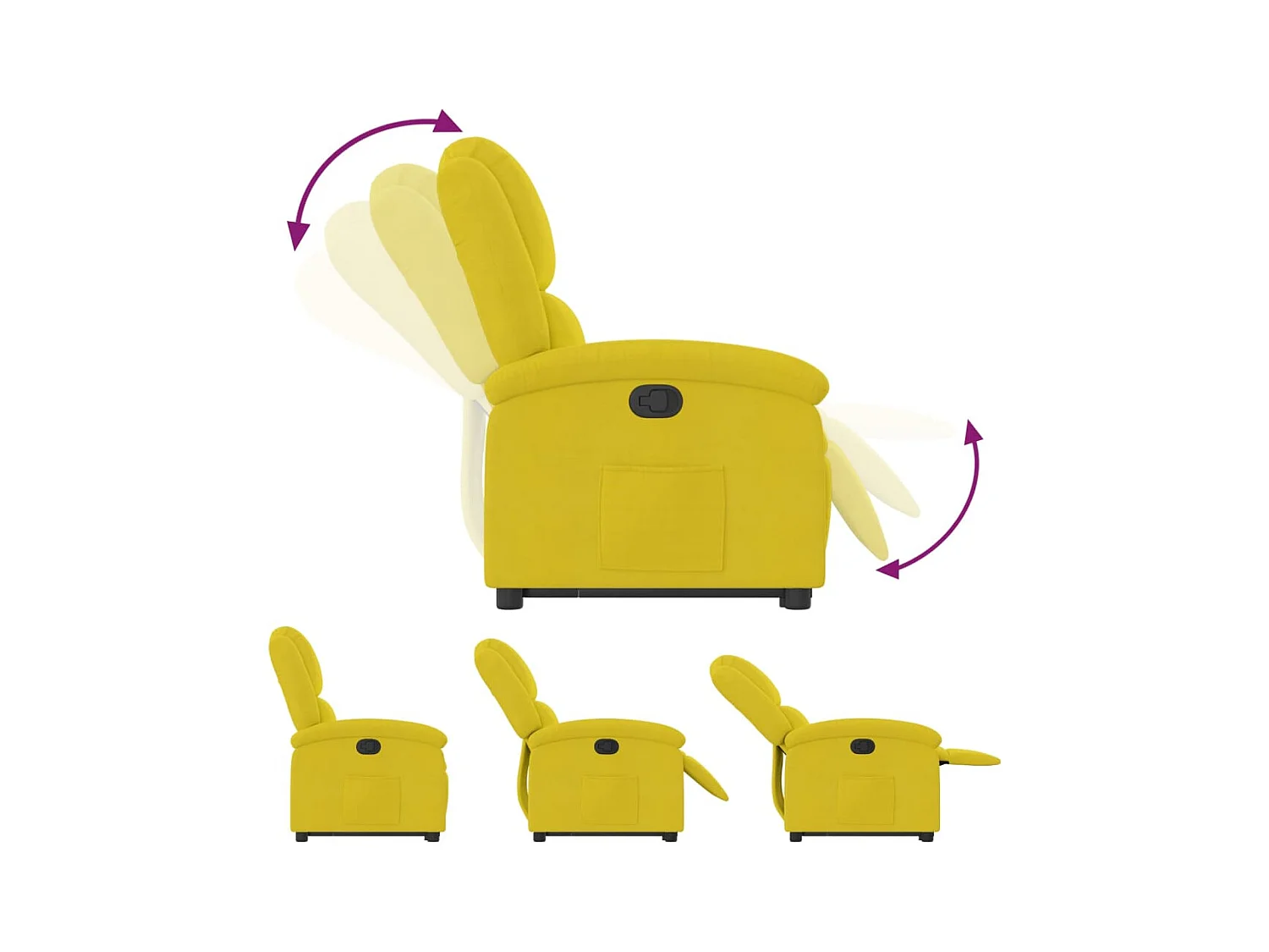 Sillón reclinable elevable terciopelo amarillo