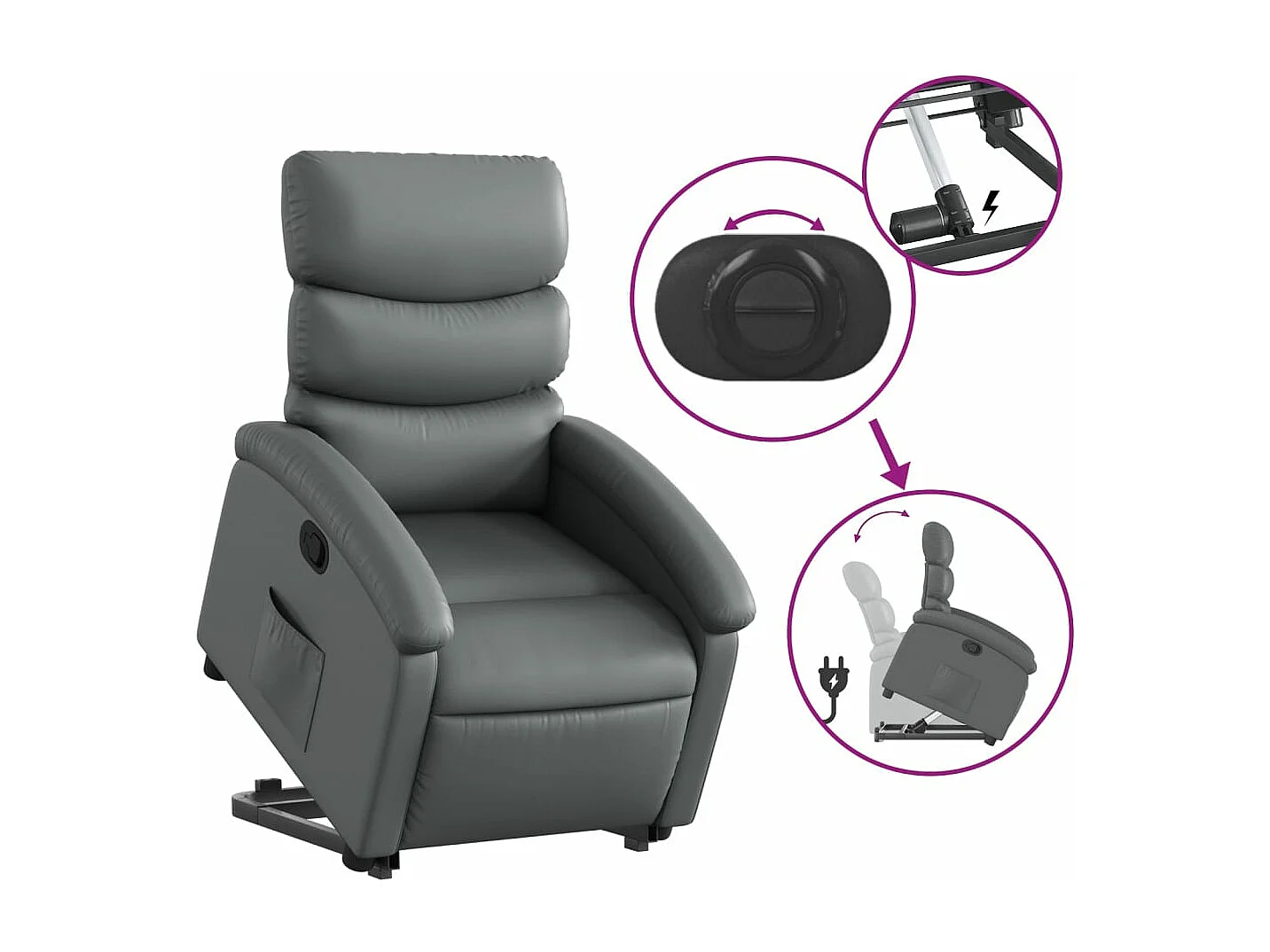 Fauteuil inclinable Gris Similicuir