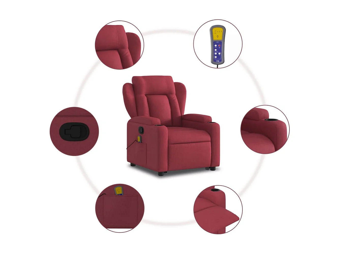 Poltrona de massagens reclin. elevatória tecido vermelho tinto