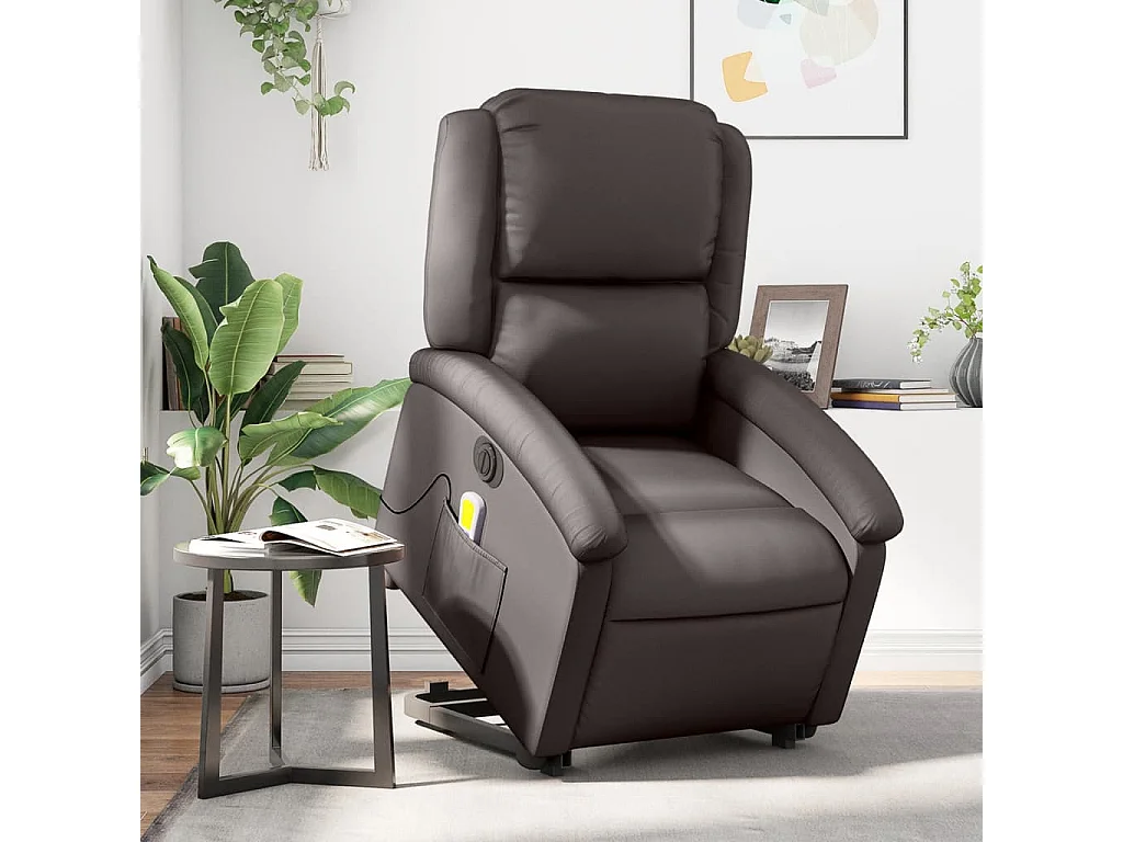 Fauteuil inclinable de massage électrique marron foncé