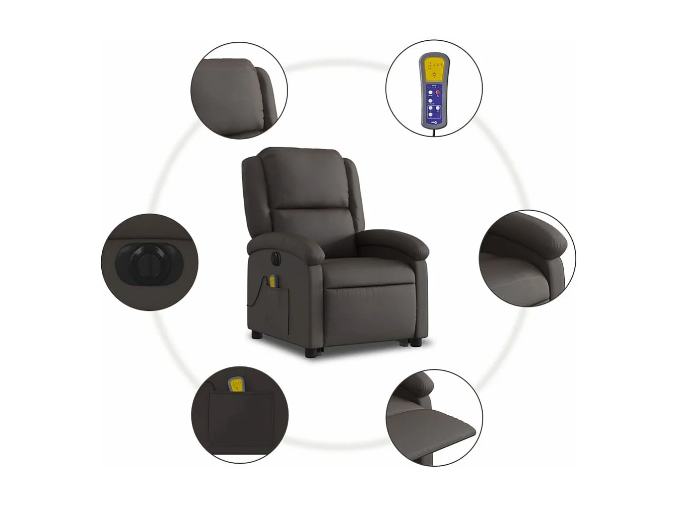 Fauteuil inclinable de massage électrique marron foncé