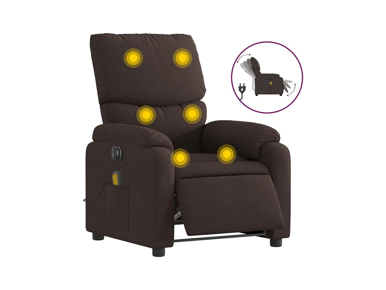 Massagesessel Elektrisch Dunkelbraun Stoff