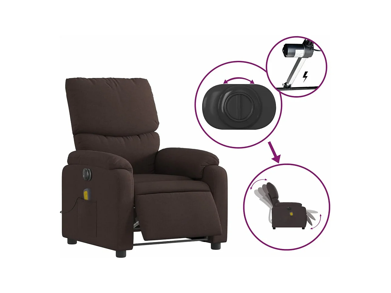 Massagesessel Elektrisch Dunkelbraun Stoff