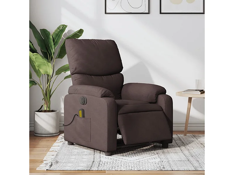 Fauteuil de massage inclinable électrique Marron foncé Tissu