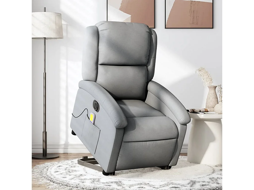 Fauteuil inclinable de massage électrique Gris clair Tissu
