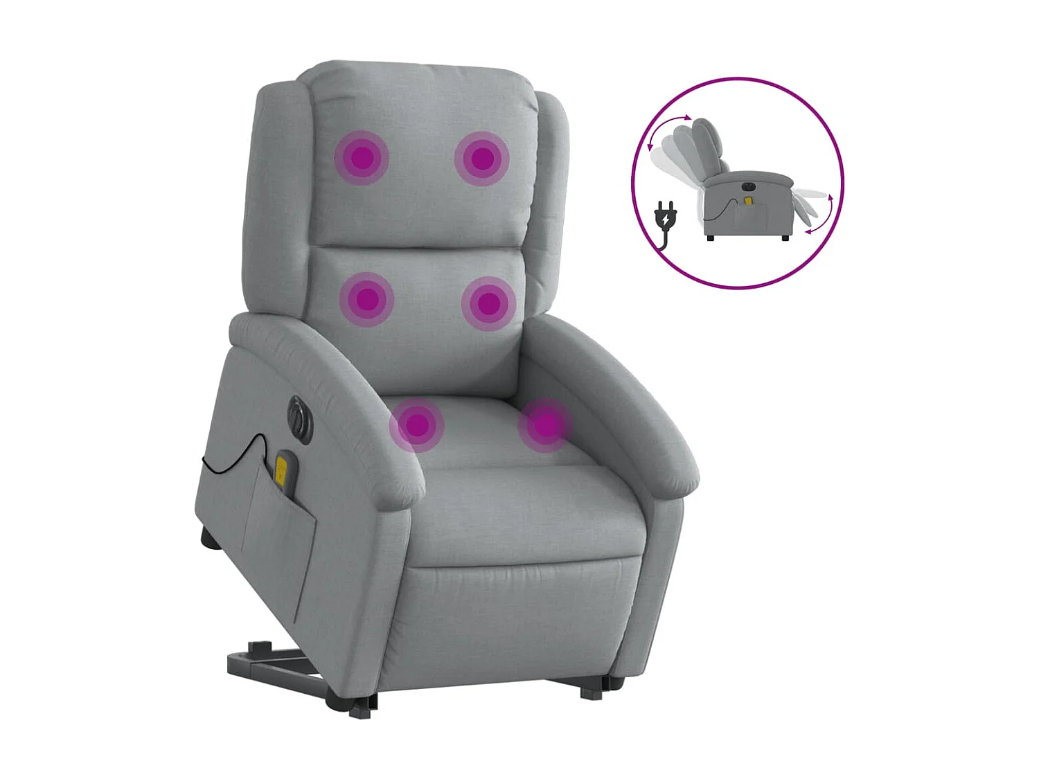 Fauteuil inclinable de massage électrique Gris clair Tissu