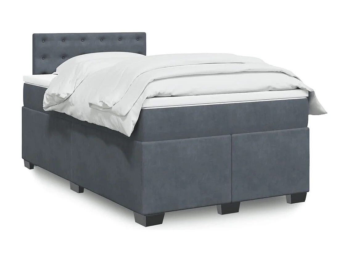 Cama box spring con colchón terciopelo gris oscuro 120x200 cm
