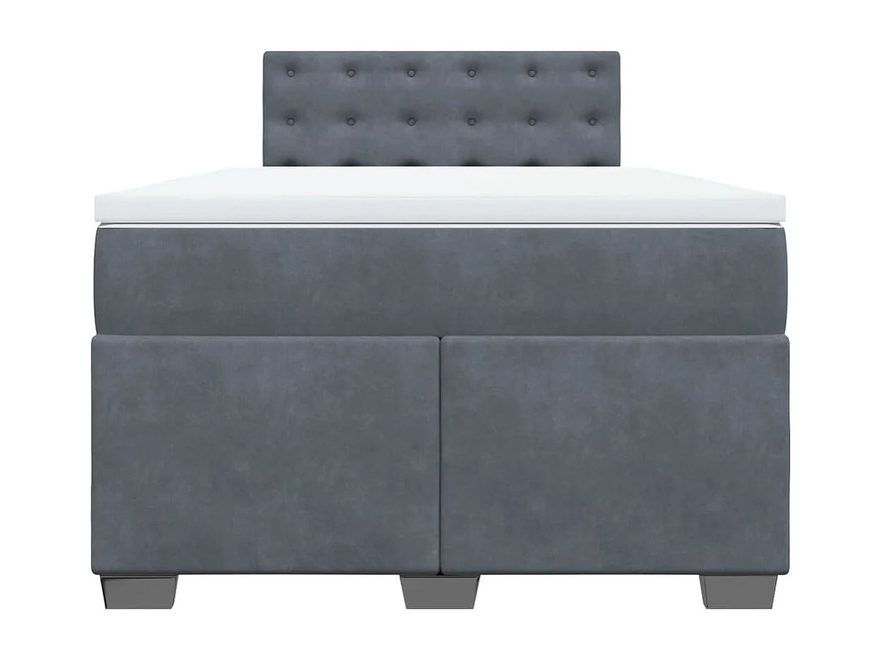 Giroletto a Molle con Materasso Grigio Scuro 120x200 cm Velluto