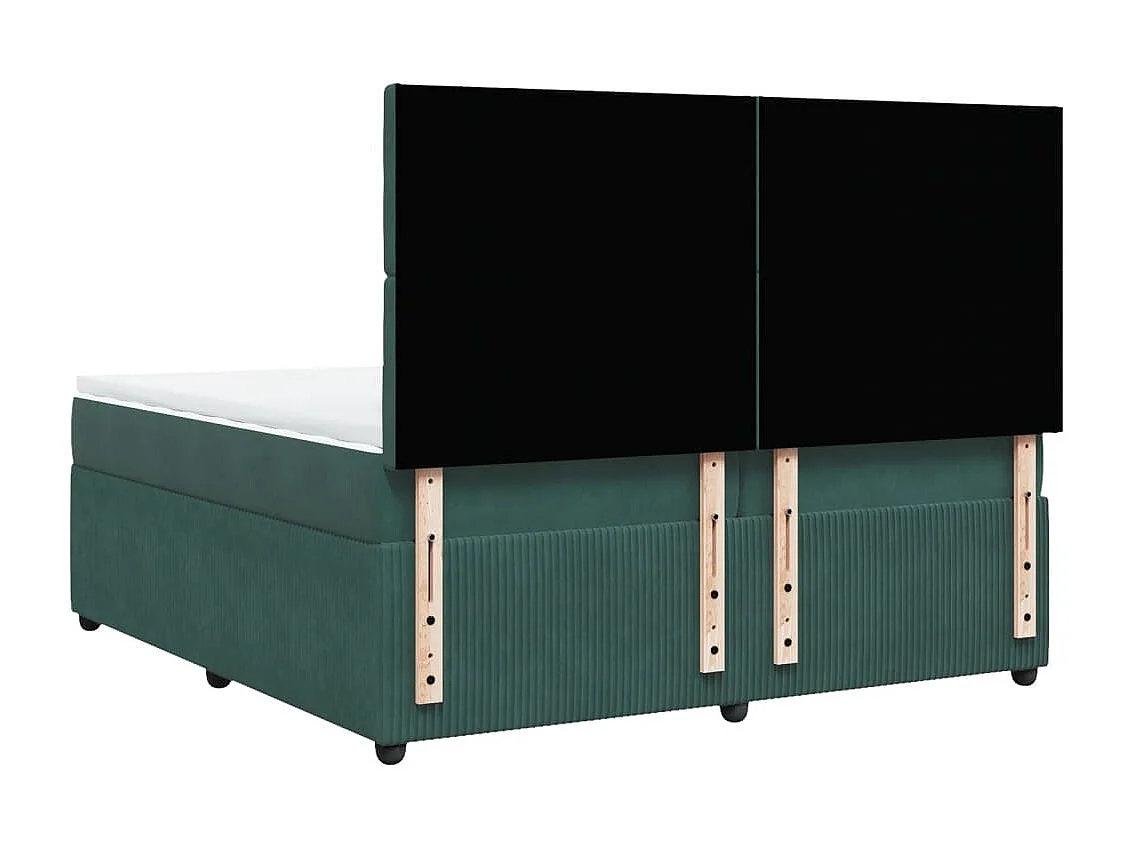 Cama box spring con colchón terciopelo verde oscuro 200x200 cm