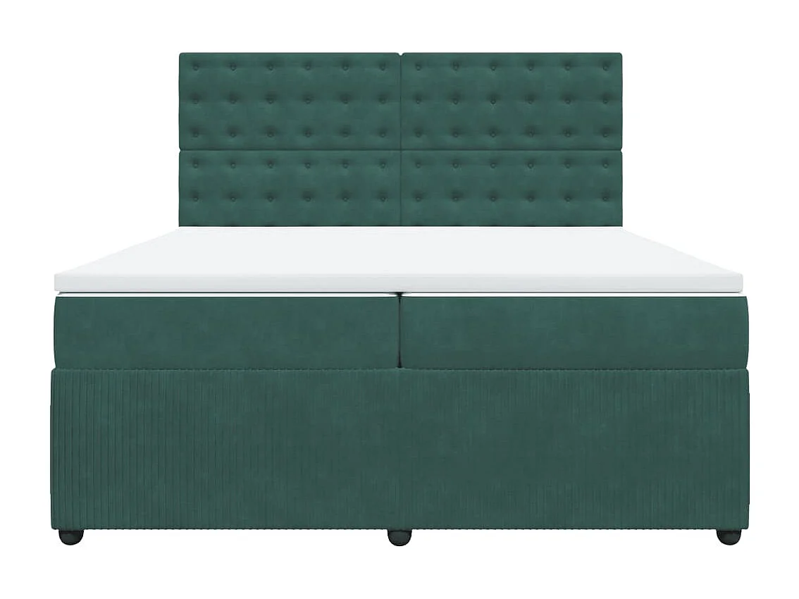 Sommier à lattes de lit et matelas Vert foncé 200x200cm Velours