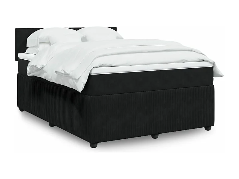 Boxspringbett mit Matratze Schwarz 160x200 cm Samt
