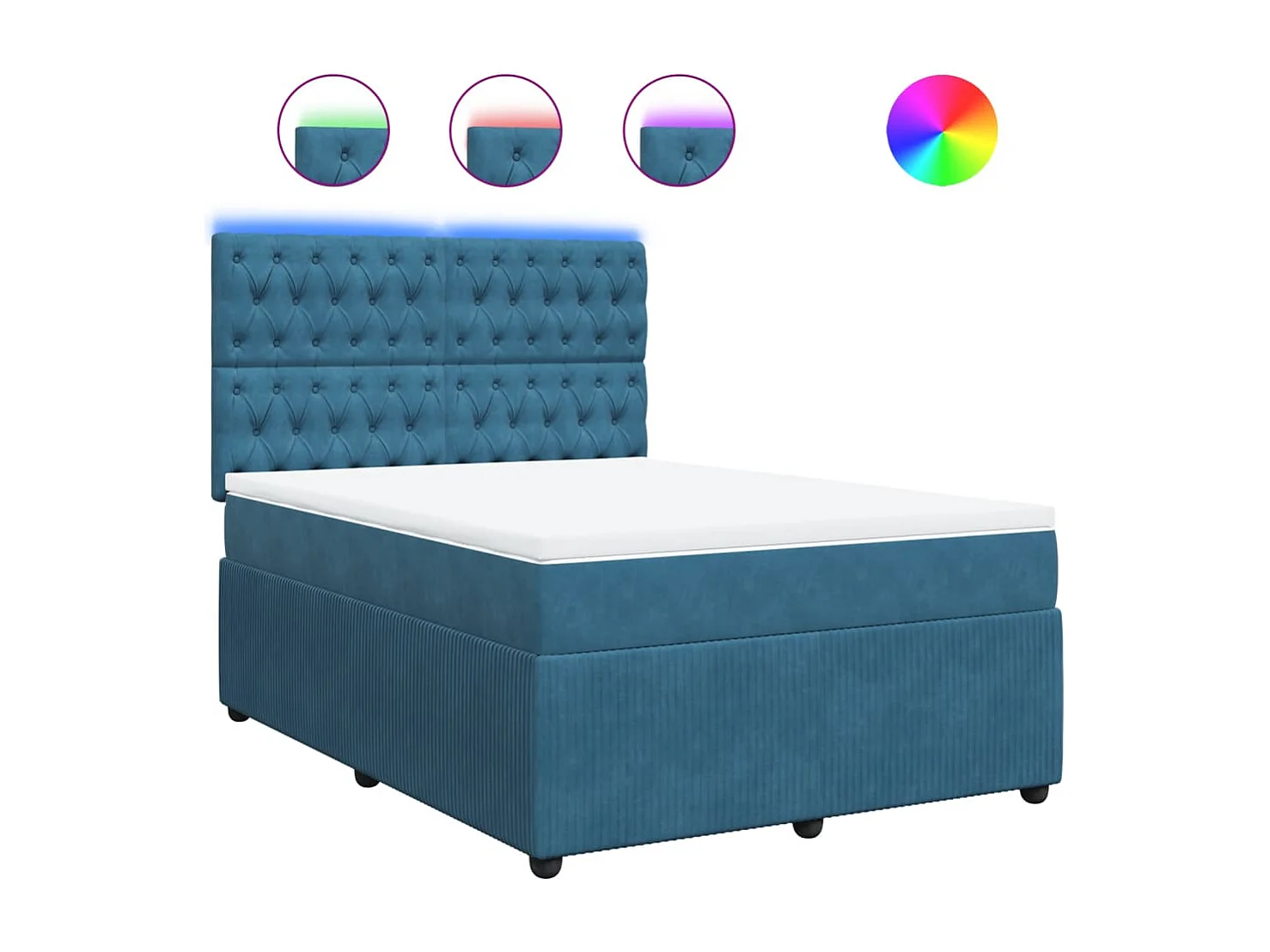 Boxspringbett mit Matratze Blau 160x200 cm Samt