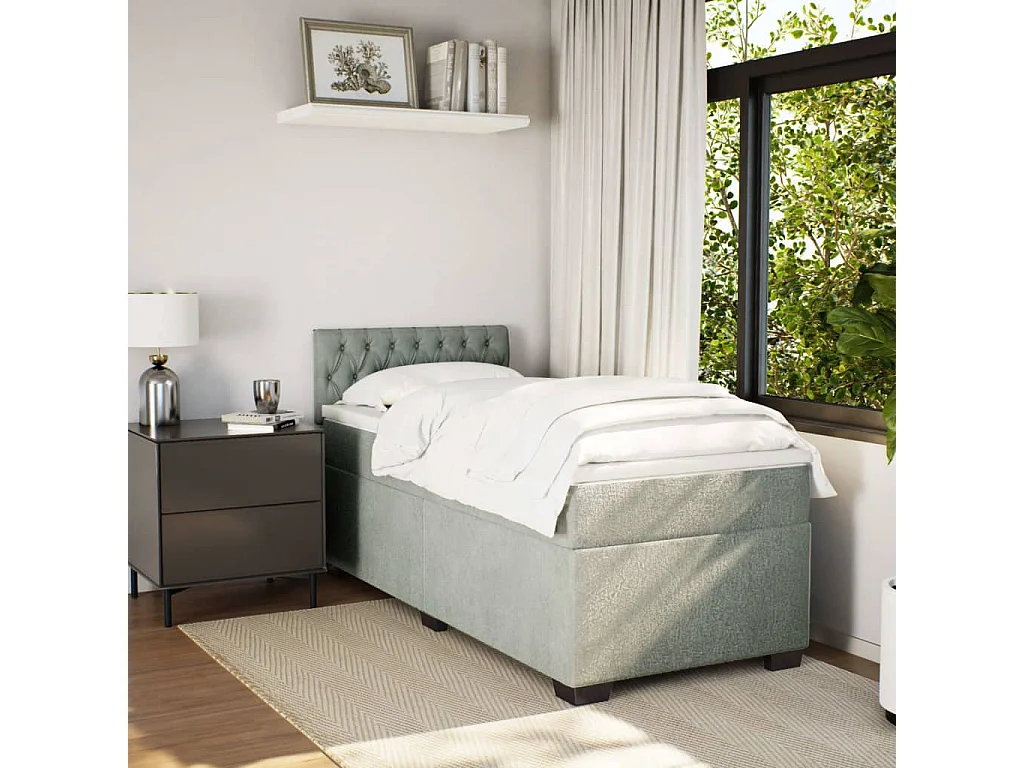 Boxspring met matras fluweel lichtgrijs 80x200 cm