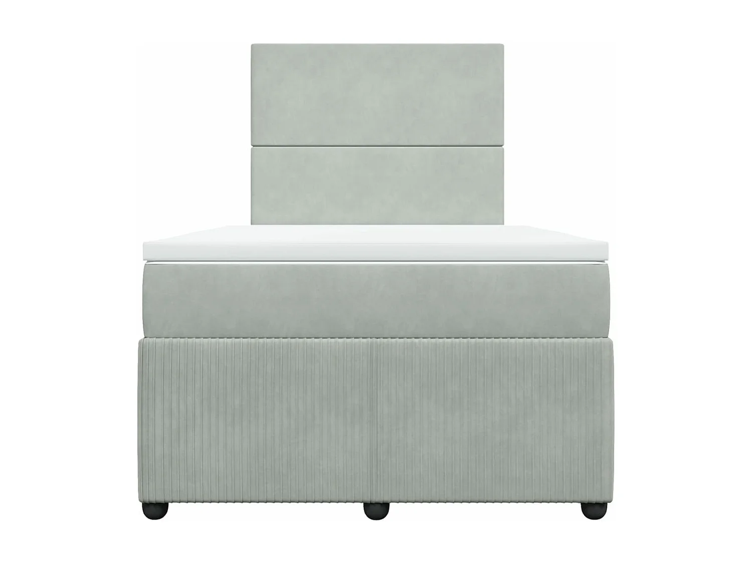 Sommier à lattes de lit et matelas gris clair 120x190cm velours