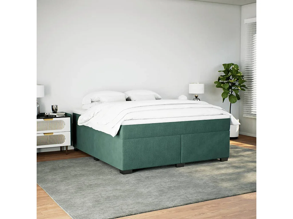 Cama com molas/colchão 180x200 cm veludo verde-escuro