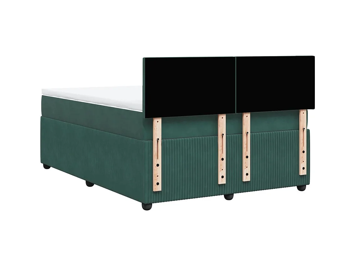 Sommier à lattes de lit et matelas Vert foncé 140x190cm Velours