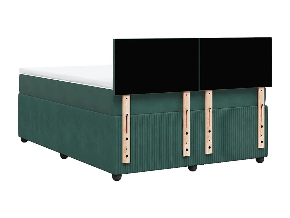 Cama box spring con colchón terciopelo verde oscuro 140x190 cm