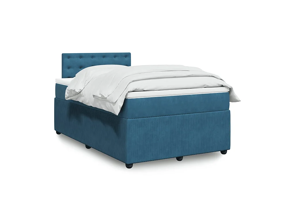 Boxspring met matras fluweel blauw 120x200 cm