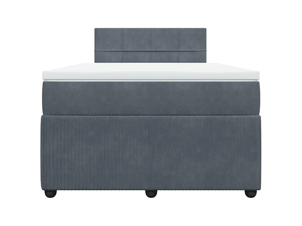 Sommier à lattes de lit et matelas gris foncé 120x190cm velours