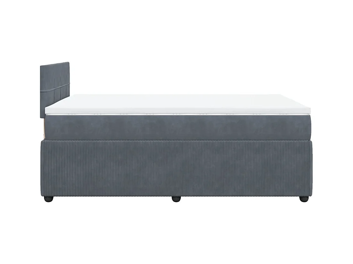 Sommier à lattes de lit et matelas gris foncé 120x190cm velours