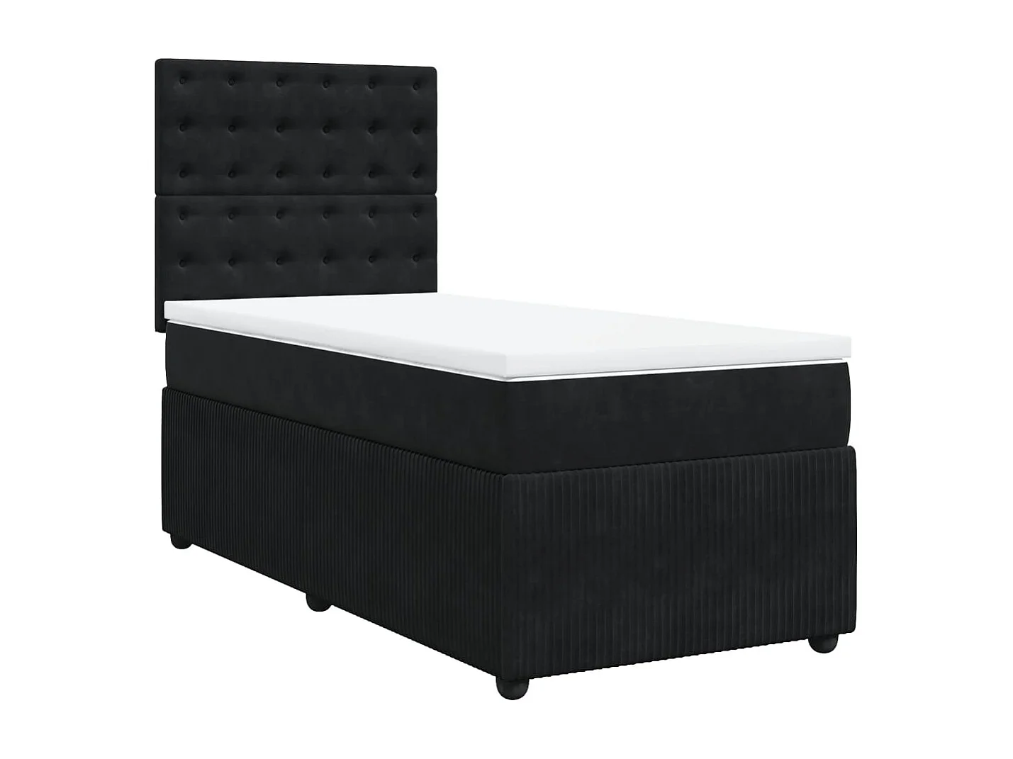 Cama box spring con colchón terciopelo negro 80x200 cm