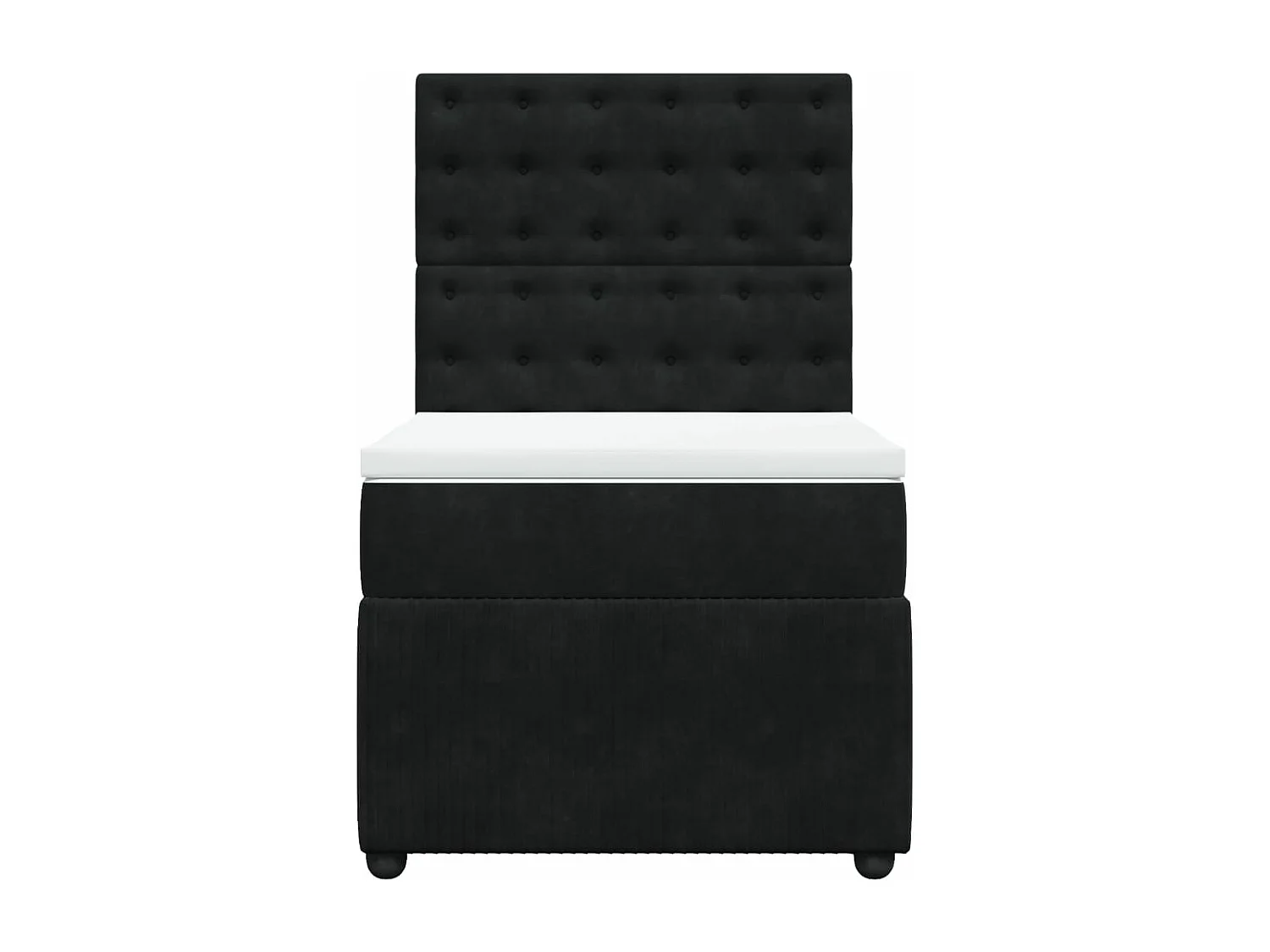 Cama box spring con colchón terciopelo negro 80x200 cm