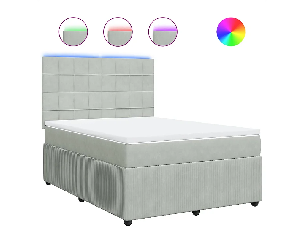 Sommier à lattes de lit et matelas Gris clair 160x200cm Velours