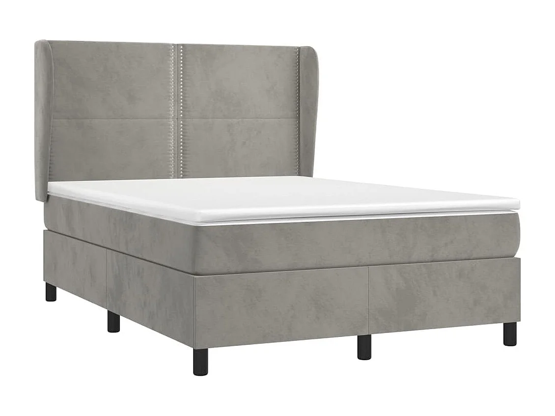 Sommier à lattes de lit et matelas Gris clair 140x190cm Velours