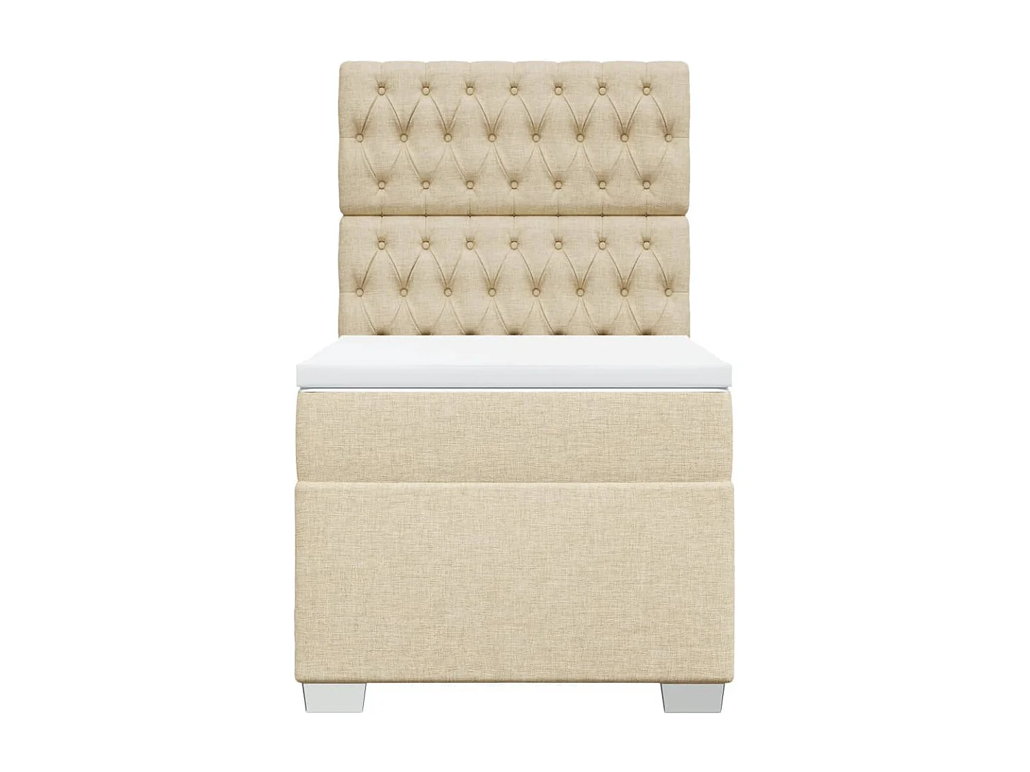 Boxspring met matras stof crèmekleurig 90x190 cm